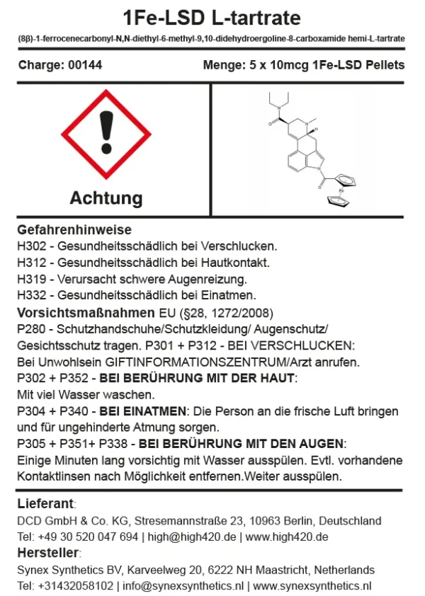 1S-LSD Micro Pellets Warnhinweis
